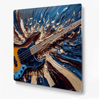Music Bass Guitar Purple Metal Wall Art
