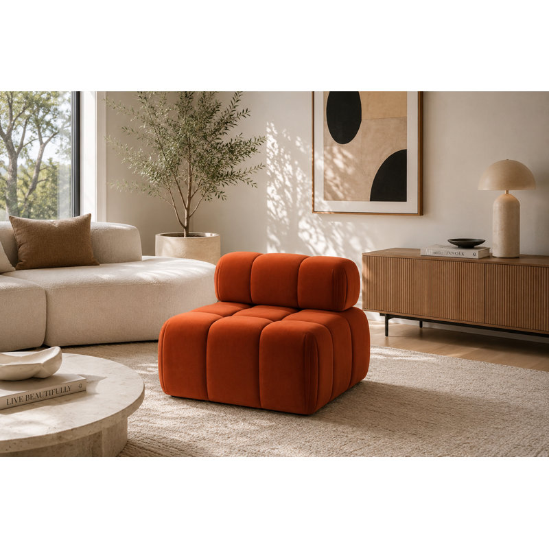 Velvet Sectional, Orange