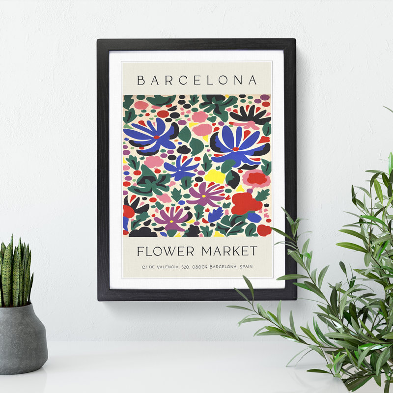 Flower Market Exhibition Barcelona No.3 - Single Picture Frame Print on Wood, 46cm H x 34cm W x 2cm D