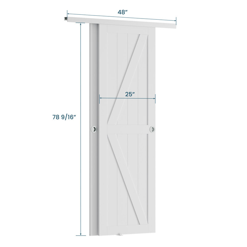 Pure White 48'' x 80'' K-Frame Sliding Barn Door