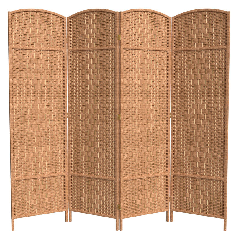 Paravent pliant en bambou / rotin Broch, Naturel, 4