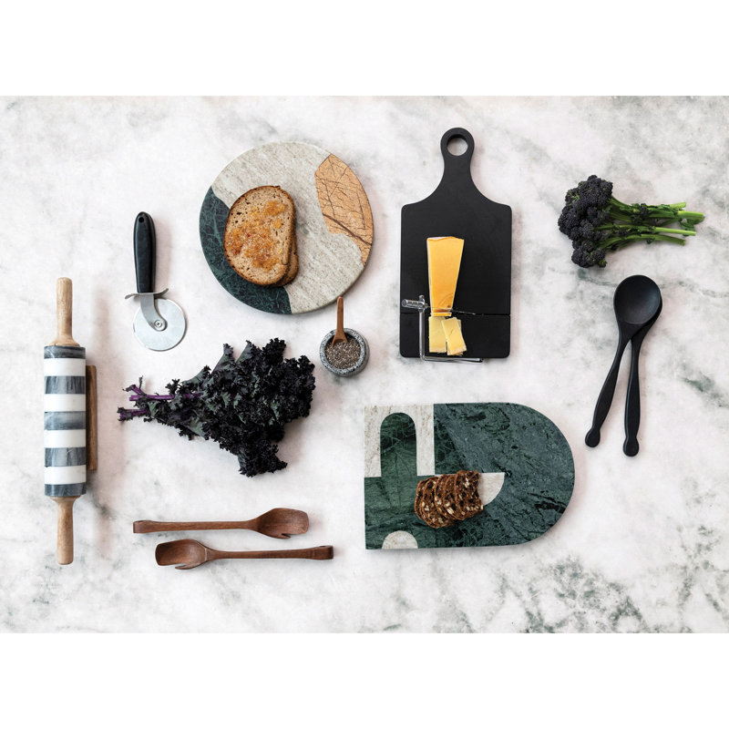 Compact Green Marble Cheese Slicer and Cutting Board