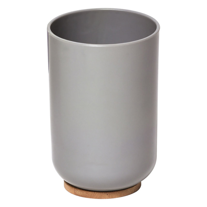 Porte-gobelet ou brosse à dents pour salle de bain avec base en bambou PADANG 10 FL, Gris / brun