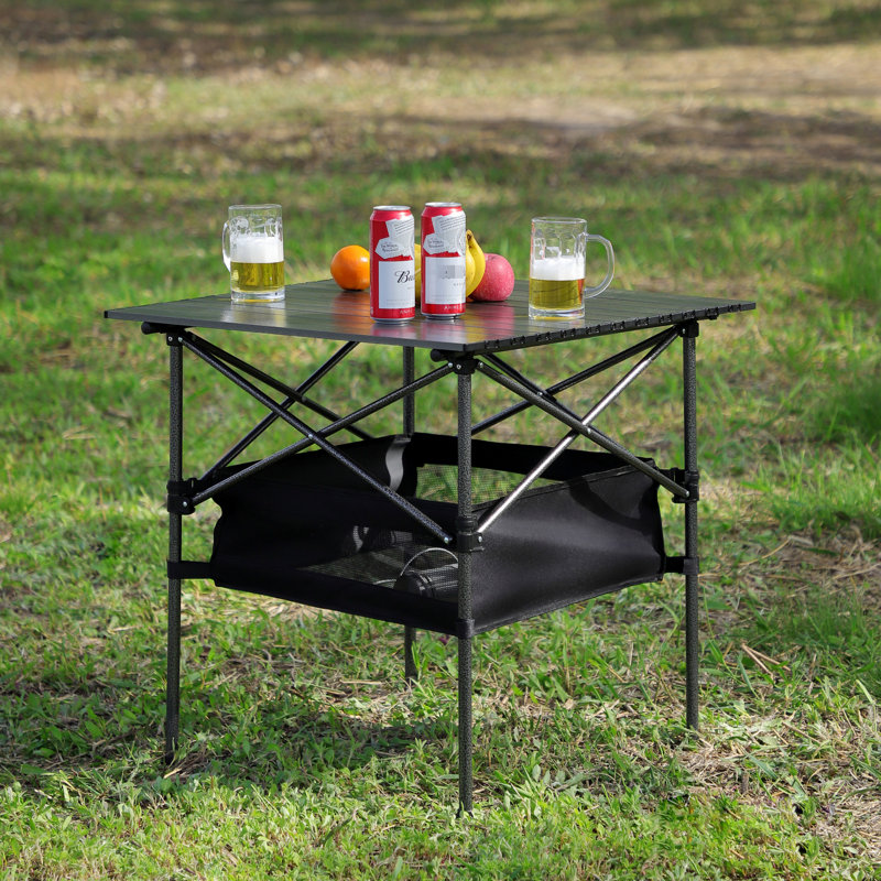 5 tables et chaises pliantes pour l'extérieur - table en aluminium, chaise en acier robuste avec tissu pour la plage, la cour, le barbecue, la fête, le patio et la construction pour le camping, les pique-niques, les aventures