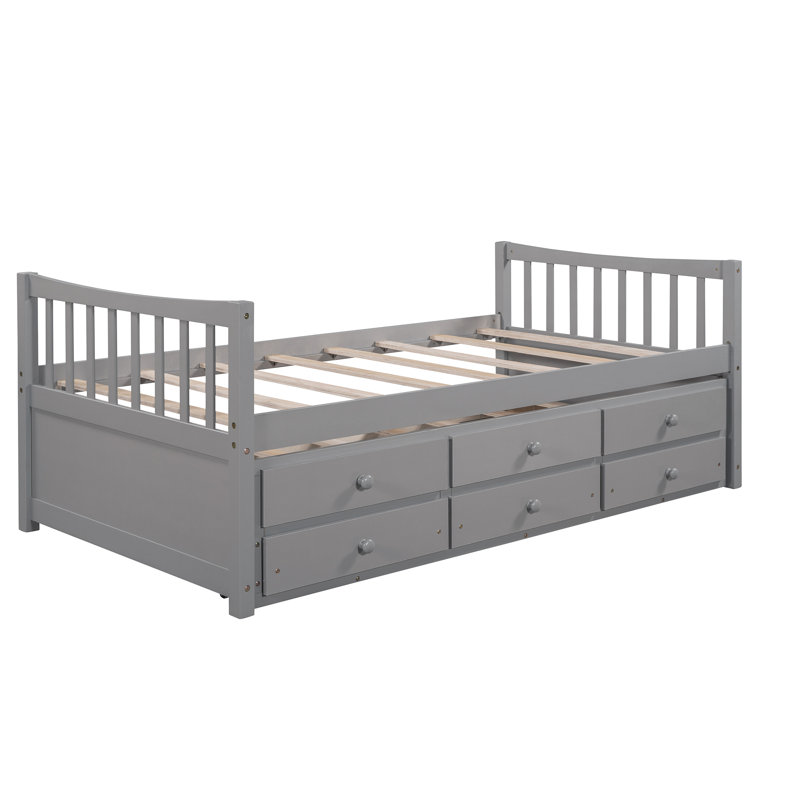 Lit de jour avec couchette et tiroirs, Lit simple, Gris