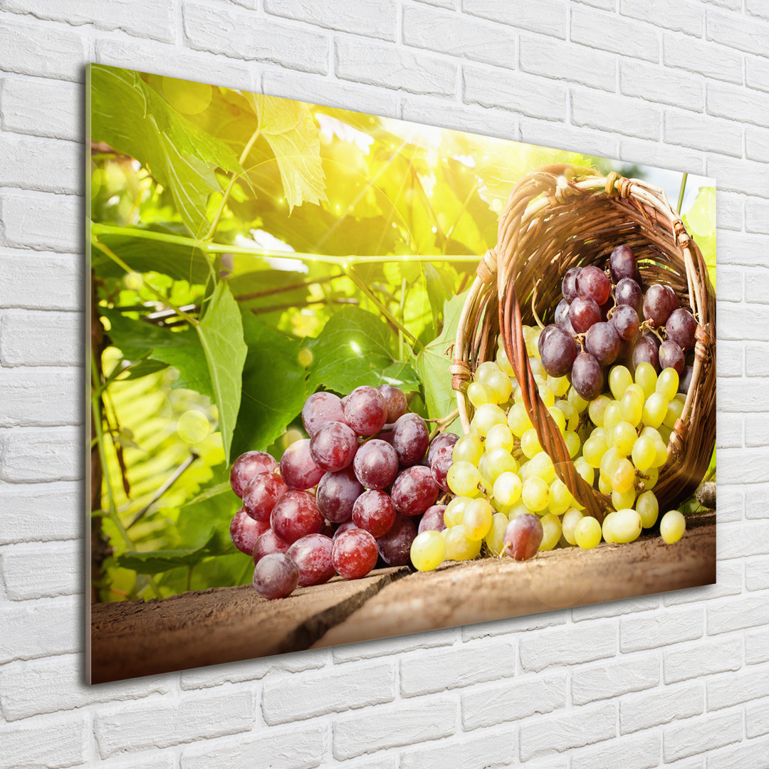 Glasbild Grapes In The Basket