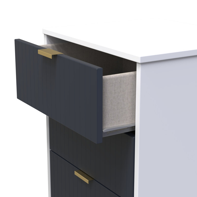 Beranda 45cm W Manufactured Wood Bedside Table, Indigo Matt/White
