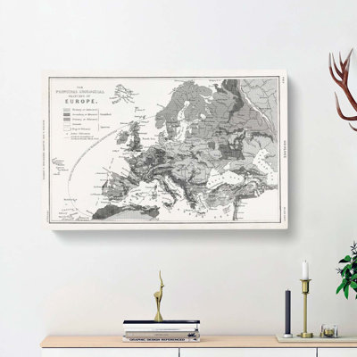 Vintage Map Of Europe by Oliver Goldsmith - Wrapped Canvas Print