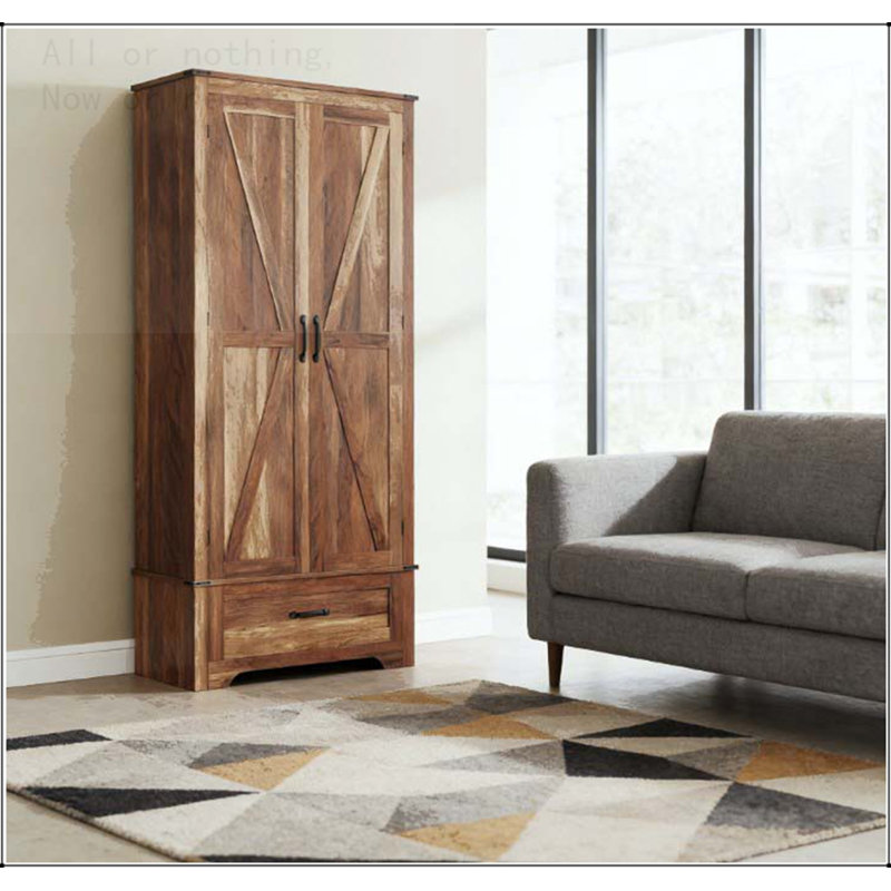 Farmhouse Kitchen Pantry Cabinet with Barn Doors and Adjustable Shelves