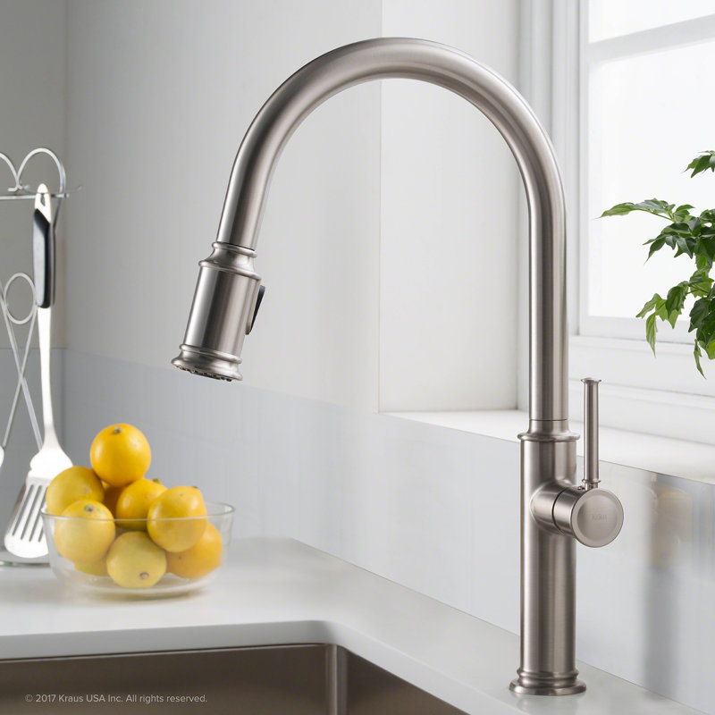 Robinet de cuisine à poignée simple Sellette, Acier inoxydable qui ne tache pas, Avec distributeur de savon