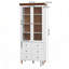 White MDF Display Storage Cabinet,Tall Kitchen Pantry Cabinets with Glass Doors and Adjustable Shelves,Freestanding Storage Cupboard for Kitchen, Living Room