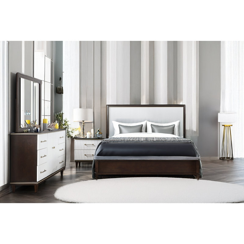 Bellina Espresso White Panel Bedroom Set, King