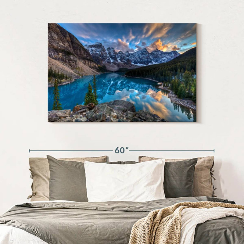 Coucher de soleil sur le lac Alvord Moraine, H 32 po x l 48 po