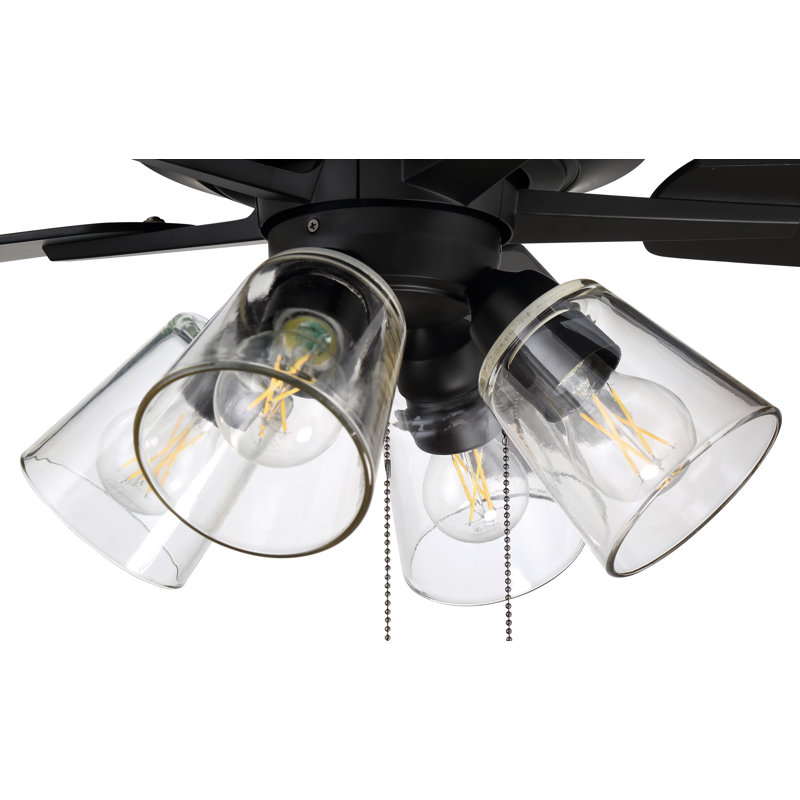 60'' Ceiling Fan with Light Kit, Flat Black
