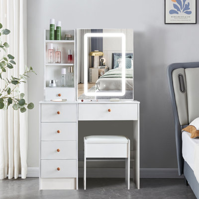 Coiffeuse avec tabouret et miroir