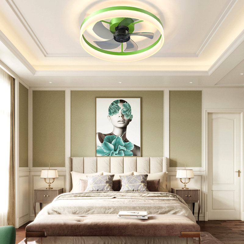 Ventilateurs de plafond avec lumières à DEL à intensité variable, installation encastrée de ventilateurs de plafond modernes et minces