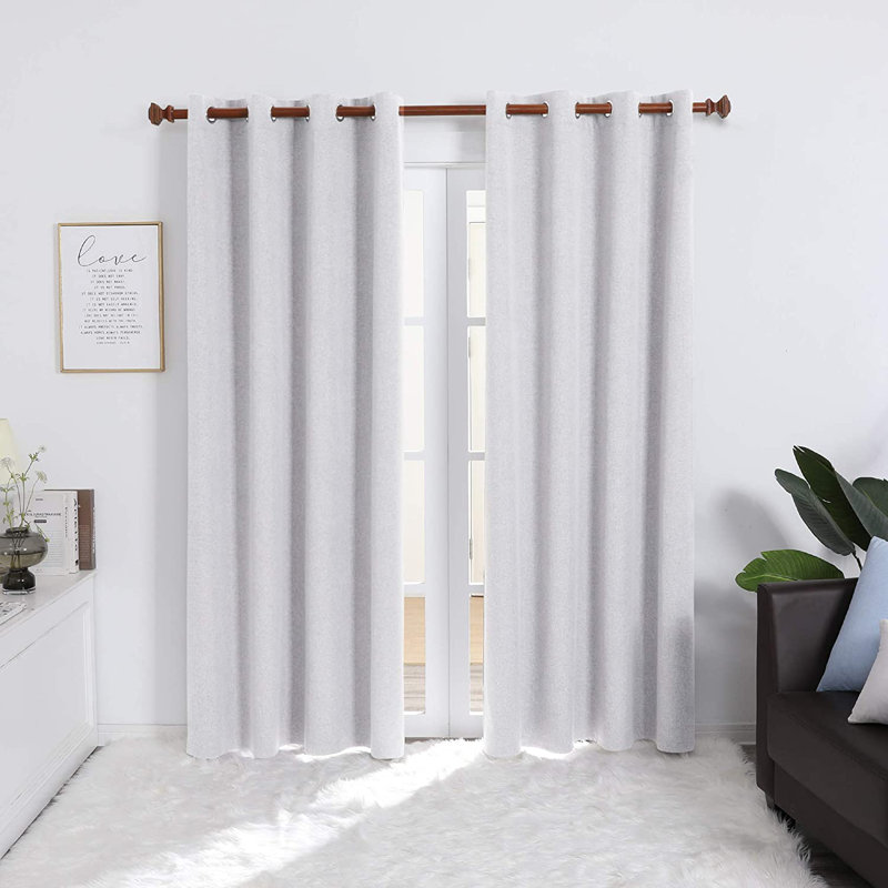 Rideaux 100% lin occultant Riey, Blanc grisâtre, L 52 po x L 108 po