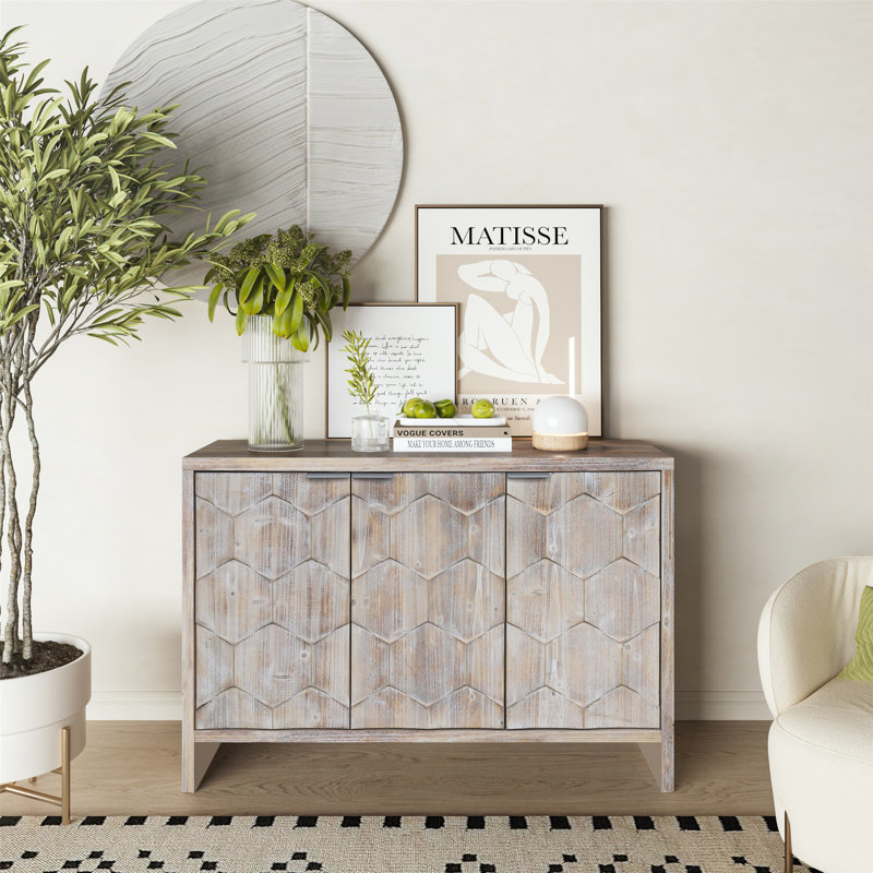 Charming Farmhouse Wooden Cabinet with Versatile Storage Options