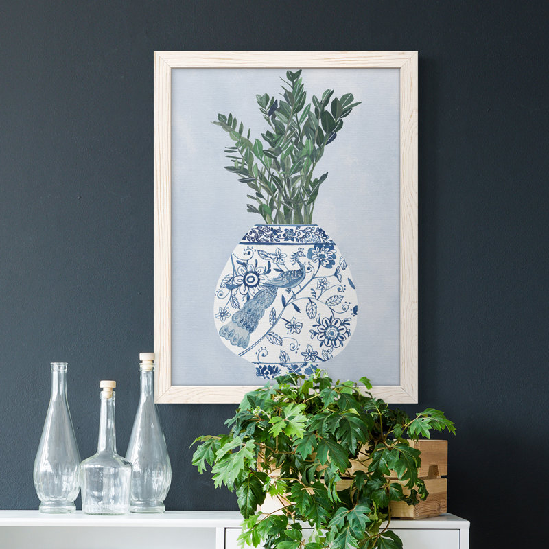 Moonlight Vase I - Peinture sur toile encadrée, H 38 po x l 28 po x P 1 po, Blanc