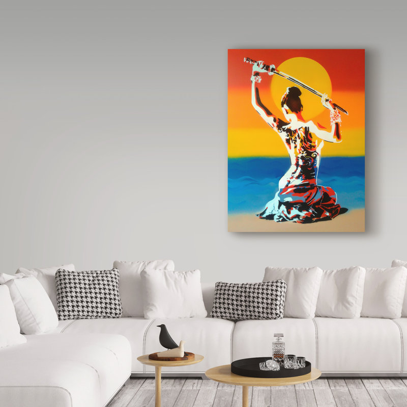 « samurai », reproduction d’impression sur toile tendue, H 19 po x l 14 po x P 2 po