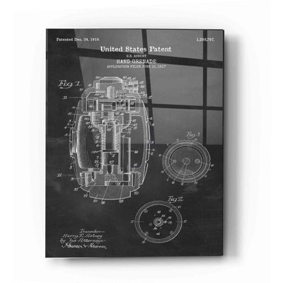 " Hand Grenade Blueprint Patent Chalkboard "