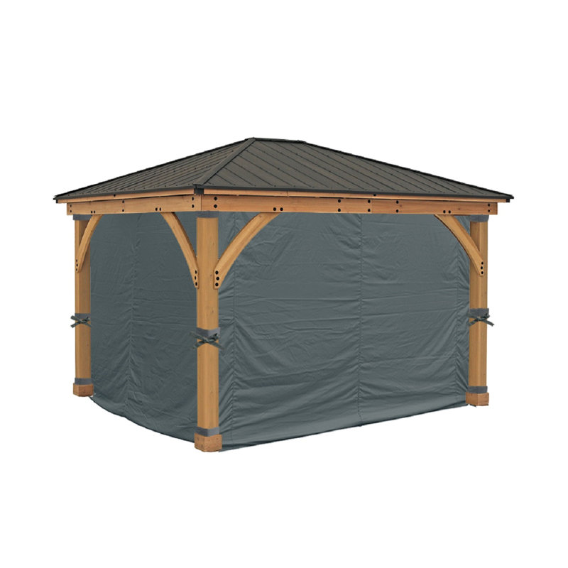 Gray Weather-Resistant 4-Sided Privacy Curtain for 11 ft. x 13 ft. Gazebo