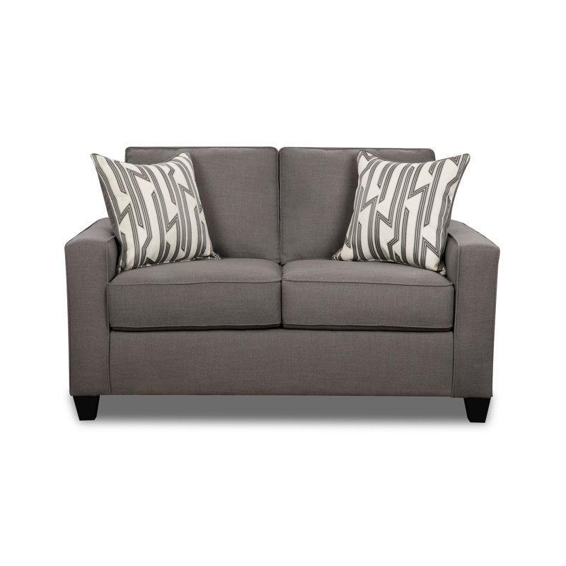 Causeuse à accoudoirs carrés de 66 po avec coussins réversibles Kamdyn, Polyester gris