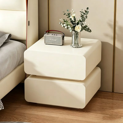 Table de chevet moderne de style crème minimaliste avec tiroirs doubles