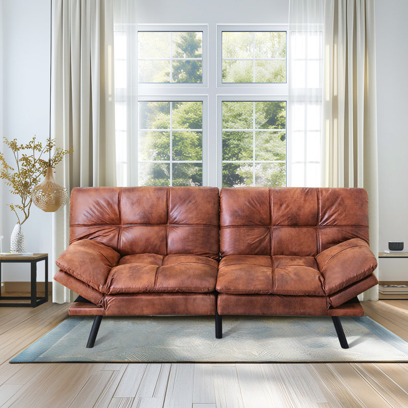 71 Inch 3-In-1 Futon Couch Sofa Bed - Easy Assembly Sleeper For Overnight Guests, Brown