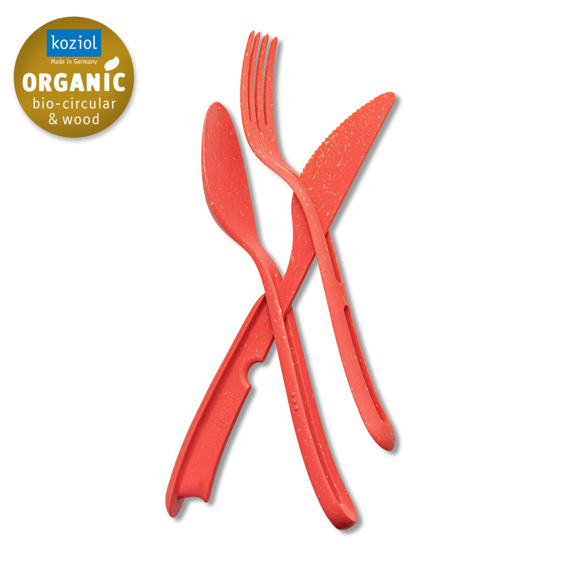 3 Piece Cutlery Set, Service for 1, Red