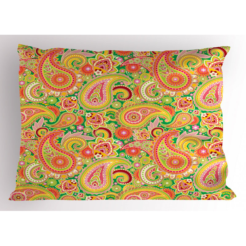 Easter Polyester Paisley Sham Set, Twin, Orange/Yellow/Green