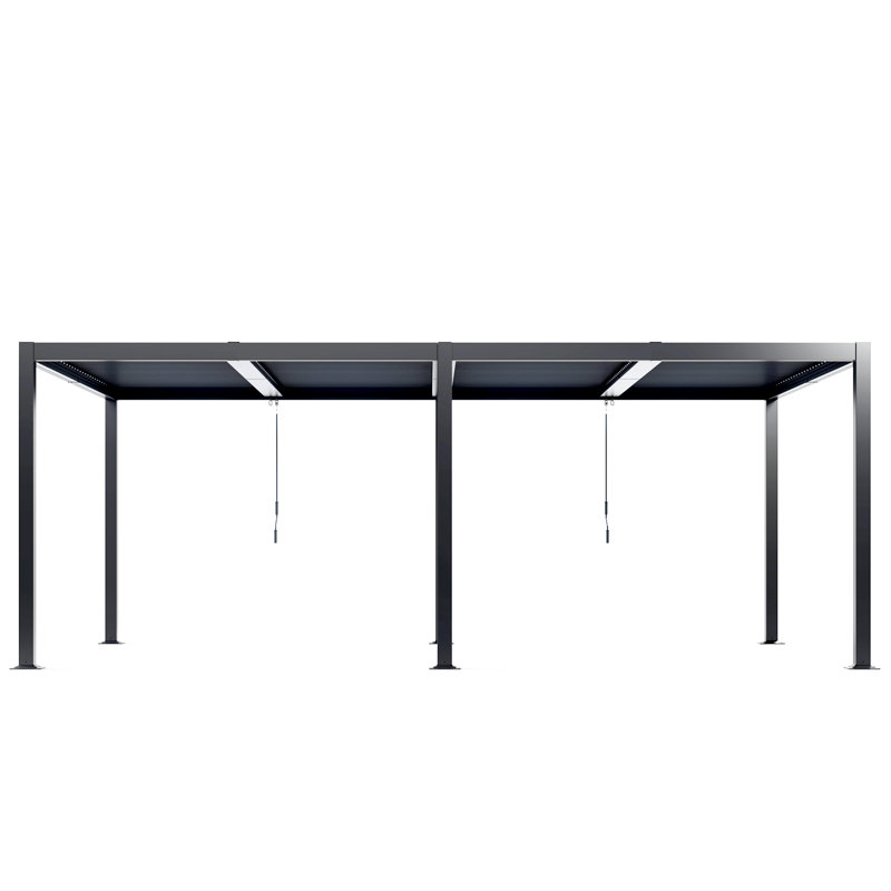 Pergola d'extérieur noire l 20 pi x P 12 pi avec structure en aluminium et persiennes réglables à deux zones, Noir