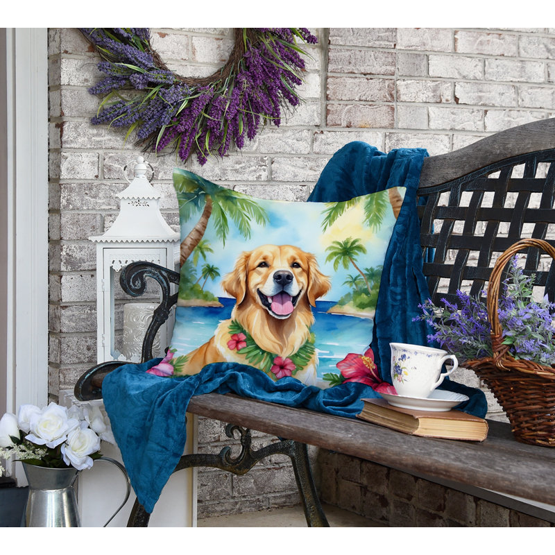 Coussin décoratif intérieur / extérieur Autre / Sans motif, H 18 po x l 18 po, Golden retriever