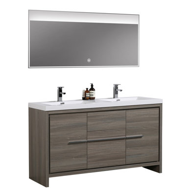 Chetek 60'' Double Bathroom Vanity with Plastic Top