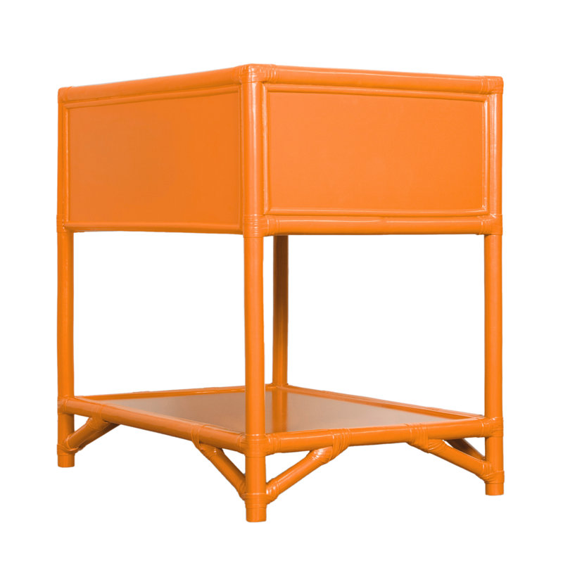 Olivia Collection 1 - Drawer Rattan Nightstand, Citrus Orange