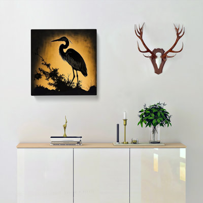 Heron Silhouette - Wrapped Canvas