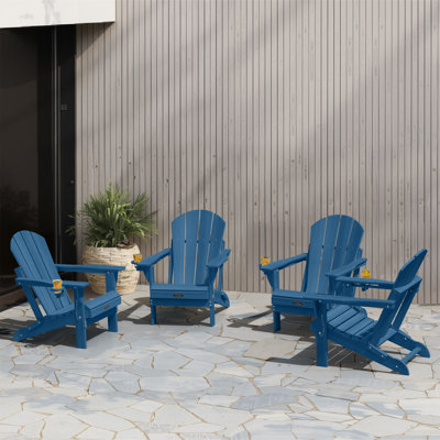 Besteiro Adirondack HDPE Foldable Chair Wood Texture  With Cup Holder