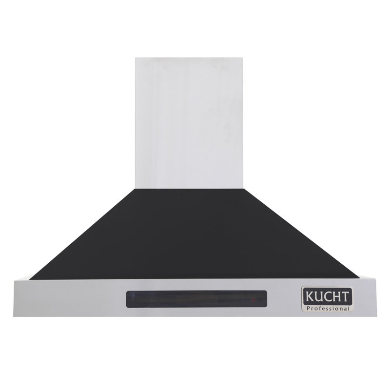 Kucht Stainless Steel Wall Range Hood, Black, 28.75" H x 35.5" W x 22" D