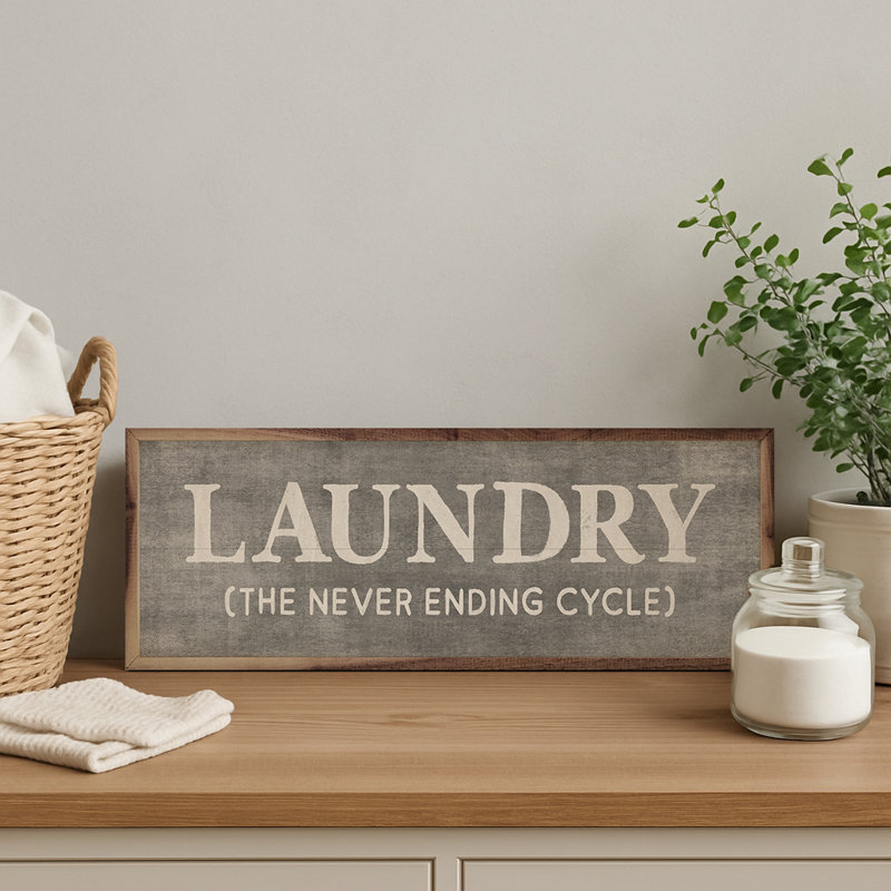 Laundry The Never Ending Cycle, Gray, 8" H x 24" W