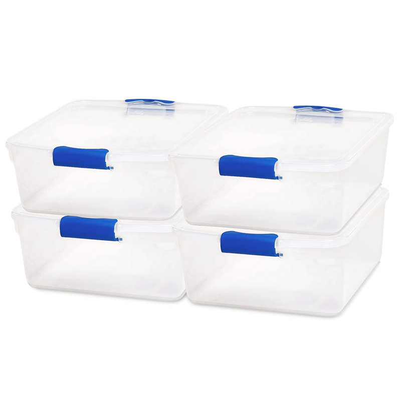 Homz Multipurpose Stackable Storage Bin with Latching Lids, Clear, 6.125" H x 16.25" W x 13" D