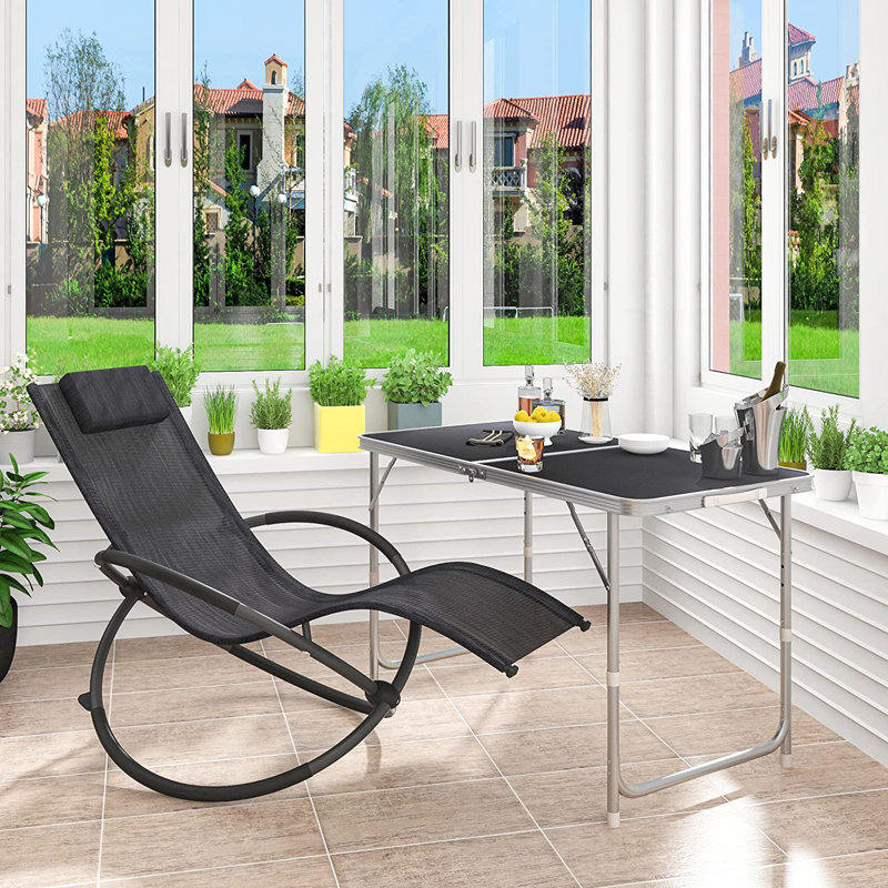 Matamoras Rectangular Wood Folding Outdoor Camping Table , 120cm cm W 60cm cm D, Black