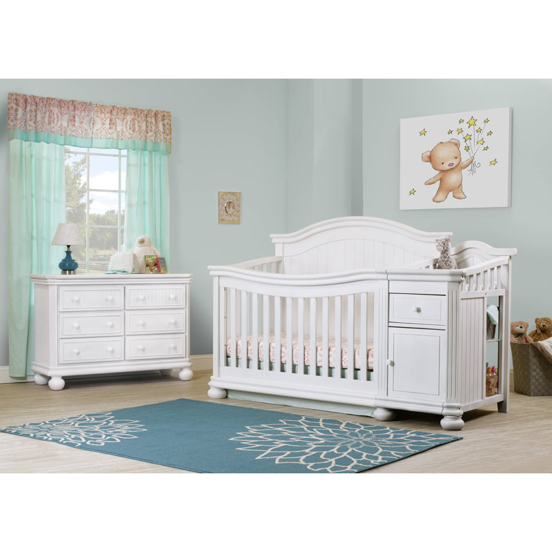 Commode double à 6 tiroirs avec glissières à roulettes en métal Finley, Blanc