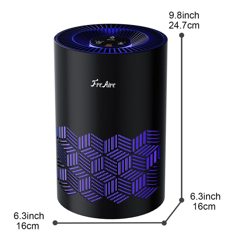Purificateurs d'air FreAire pour housses domestiques jusqu'à 1086 pi², purificateur d'air HEPA avec lumières RVB, purificateur d'air pour animaux domestiques, poussière, pollen, pollen, odeur, noir