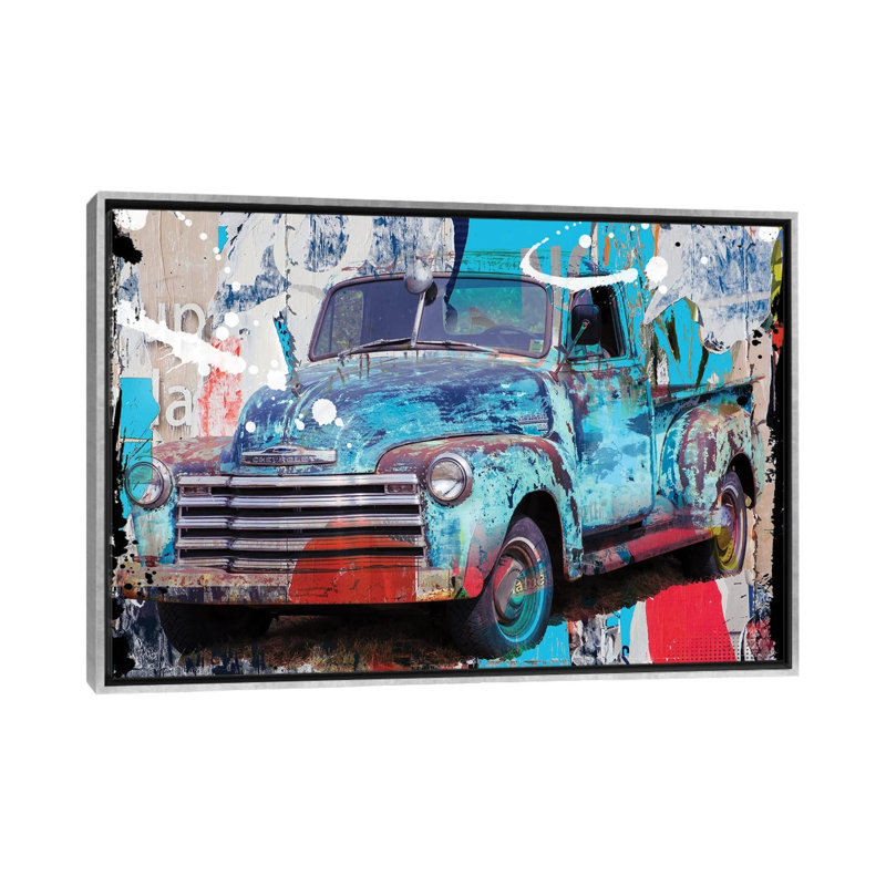 «Drive Great» - reproduction d'art murale - toile encadrée, 40" x 26", Framed Canvas, Silver