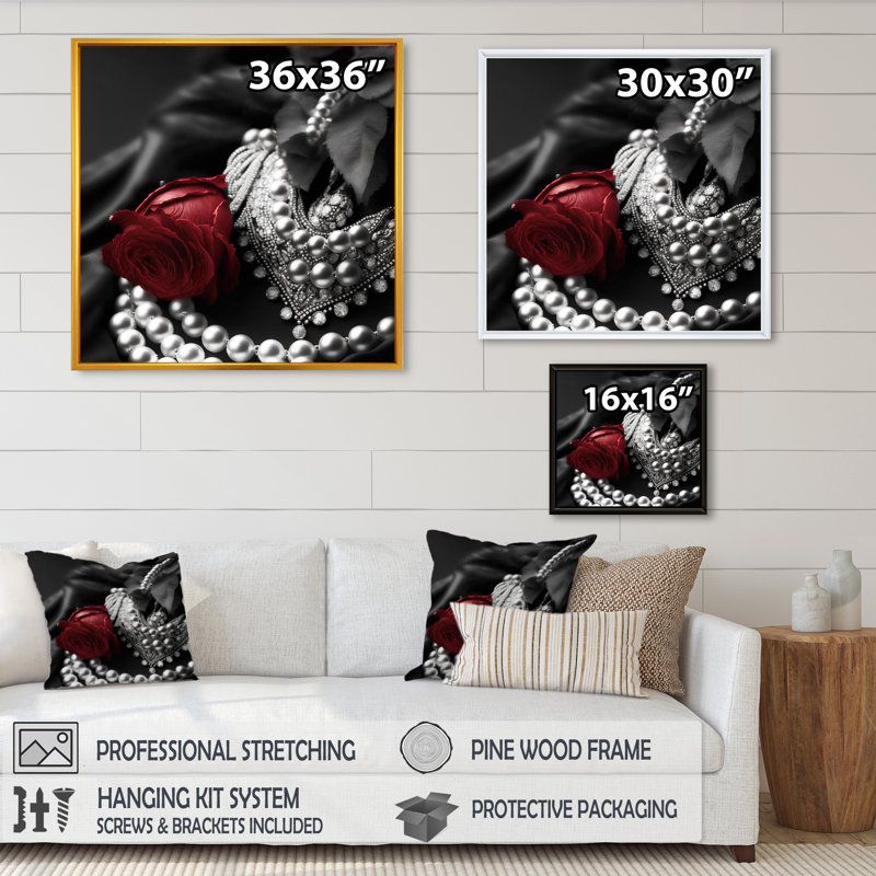 Nelitza Vintage Glam Accessoires en rouge et noir VI - reproduction sur toile, H 16 po x l 16 po x P 1 po