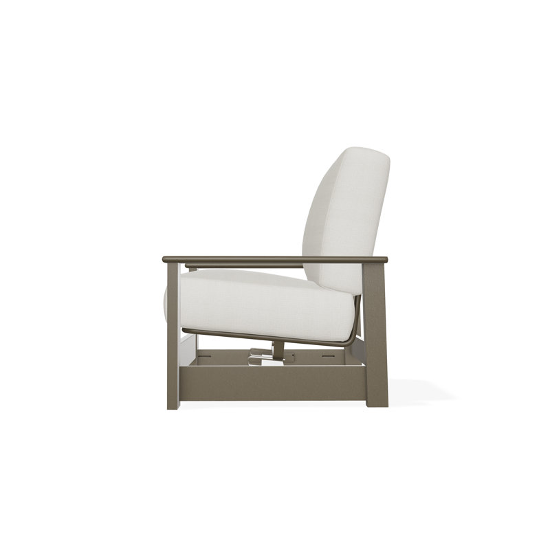 Leeward Marine Grade Polymer Deep Seating Cushion Arm Chair with Hidden Motion, Beachwood, Grasscloth Buff
