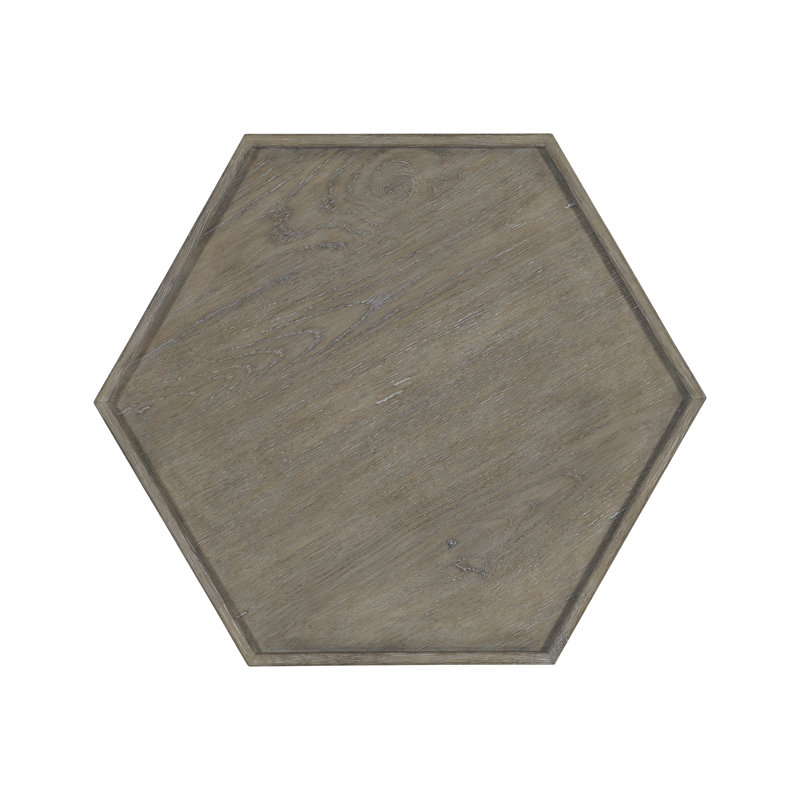 Gray Wood and Metal Hexagonal Side Table