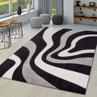 Kerttu Gray Black Area Rug