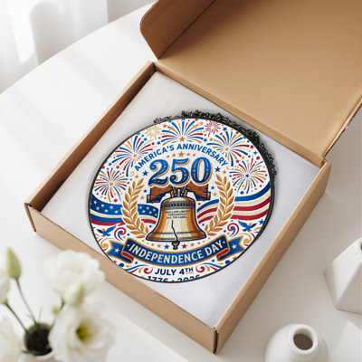 Panneau de fenêtre en verre pour décoration intérieure American Flag USA 250th Anniversary ， 7,8H