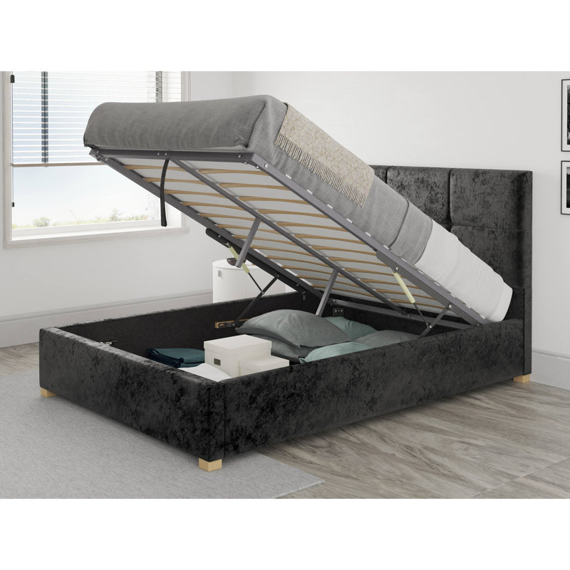 Moyers Upholstered Ottoman Storage Bed, Small Double (4'), Black